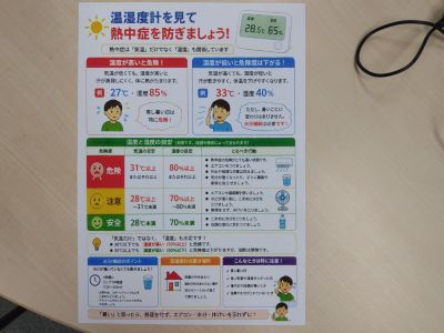 湿度計の見方を示したプリント